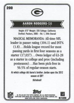 2012 Topps Magic #200 Aaron Rodgers Back