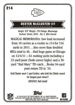 2012 Topps Magic #214 Dexter McCluster Back