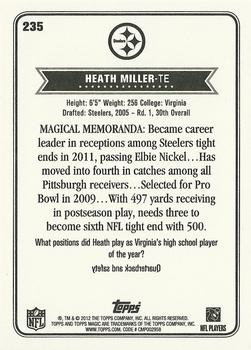 2012 Topps Magic #235 Heath Miller Back