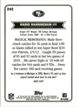 2012 Topps Magic #242 Mario Manningham Back