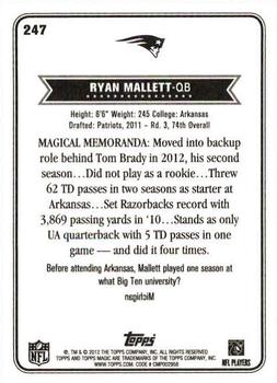 2012 Topps Magic #247 Ryan Mallett Back