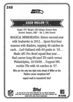 2012 Topps Magic #249 Zach Miller Back