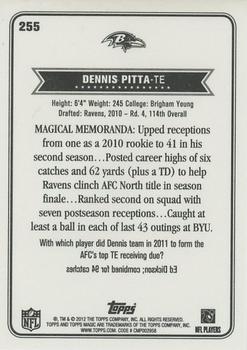 2012 Topps Magic #255 Dennis Pitta Back
