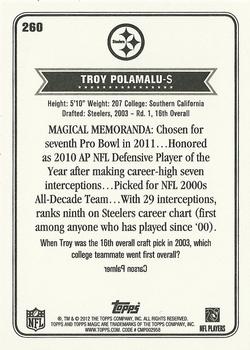 2012 Topps Magic #260 Troy Polamalu Back