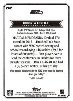 2012 Topps Magic #262 Bobby Wagner Back
