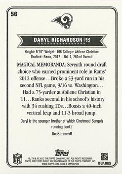 2012 Topps Magic #56 Daryl Richardson Back