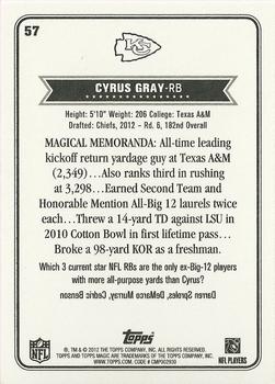 2012 Topps Magic #57 Cyrus Gray Back