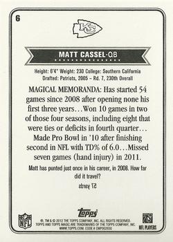 2012 Topps Magic #6 Matt Cassel Back