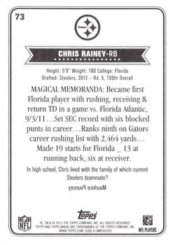 2012 Topps Magic #73 Chris Rainey Back