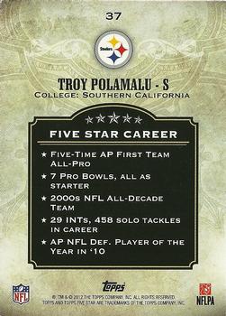 2012 Topps Five Star #37 Troy Polamalu Back