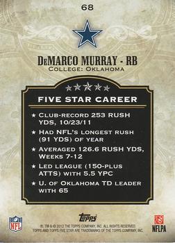 2012 Topps Five Star #68 DeMarco Murray Back