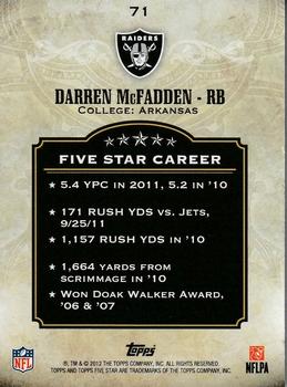2012 Topps Five Star #71 Darren McFadden Back