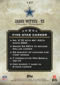 2012 Topps Five Star #147 Jason Witten Back