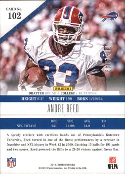 2012 Panini Limited #102 Andre Reed Back