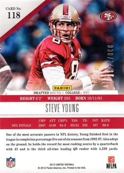 2012 Panini Limited #118 Steve Young Back