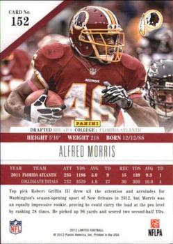 2012 Panini Limited #152 Alfred Morris Back