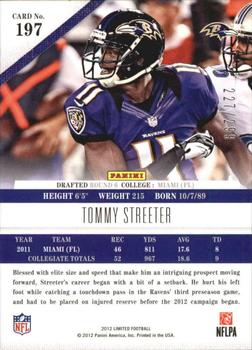 2012 Panini Limited #197 Tommy Streeter Back