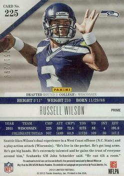 2012 Panini Limited #225 Russell Wilson Back