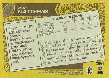 2013 Topps Archives #124 Clay Matthews Back