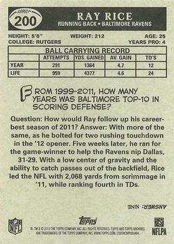2013 Topps Archives #200 Ray Rice Back