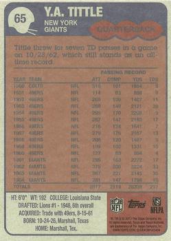 2013 Topps Archives #65 Y.A. Tittle Back