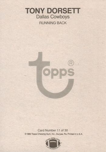 1980 Topps Super #11 Tony Dorsett Back