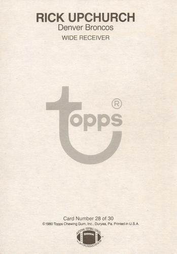 1980 Topps Super #28 Rick Upchurch Back