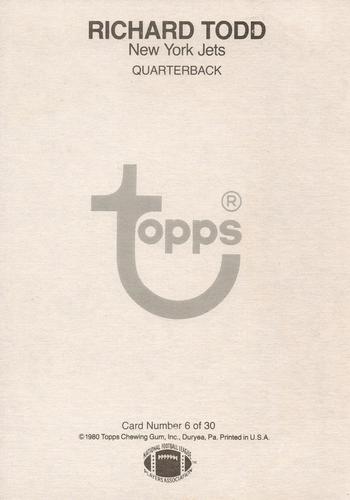 1980 Topps Super #6 Richard Todd Back