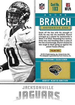 2012 Panini Contenders #103 Andre Branch Back