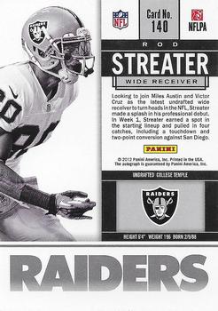 2012 Panini Contenders #140 Rod Streater Back