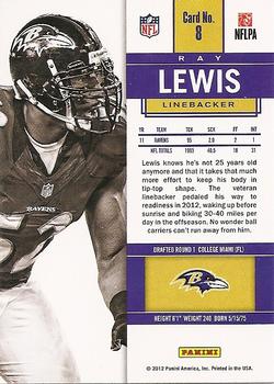 2012 Panini Contenders #8 Ray Lewis Back