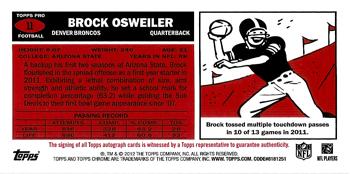 2012 Topps Chrome - 1965 #11 Brock Osweiler Back