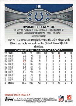 2012 Topps Chrome - Black Refractors #151 Dwight Freeney Back