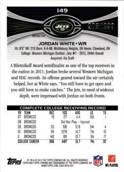 2012 Topps Chrome - Black Refractors #149 Jordan White Back
