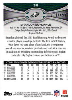 2012 Topps Chrome - Camo Refractors #36 Brandon Boykin Back