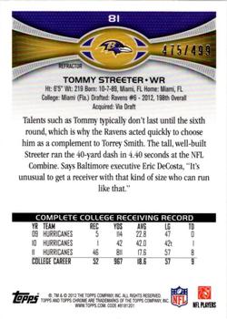 2012 Topps Chrome - Camo Refractors #81 Tommy Streeter Back