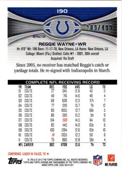 2012 Topps Chrome - Camo Refractors #190 Reggie Wayne Back