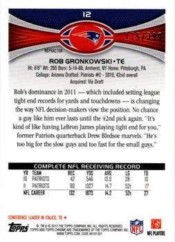 2012 Topps Chrome - Pink Refractors #12 Rob Gronkowski Back