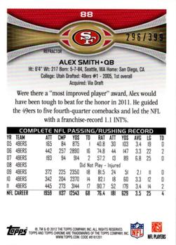 2012 Topps Chrome - Pink Refractors #88 Alex Smith Back