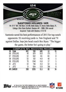 2012 Topps Chrome - Pink Refractors #124 Santonio Holmes Back