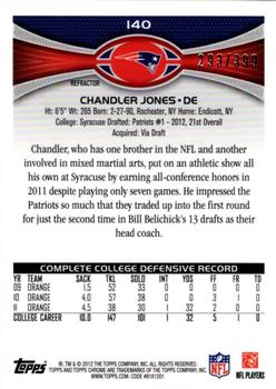 2012 Topps Chrome - Pink Refractors #140 Chandler Jones Back