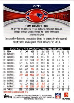 2012 Topps Chrome - Pink Refractors #220 Tom Brady Back