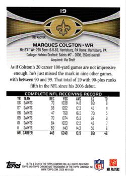 2012 Topps Chrome - Refractors #19 Marques Colston Back