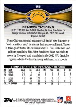 2012 Topps Chrome - Refractors #65 Brandon Taylor Back