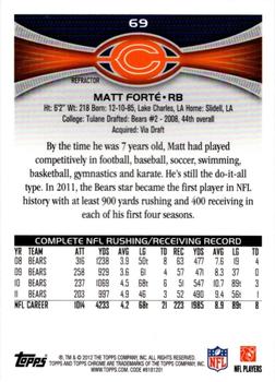 2012 Topps Chrome - Refractors #69 Matt Forte Back