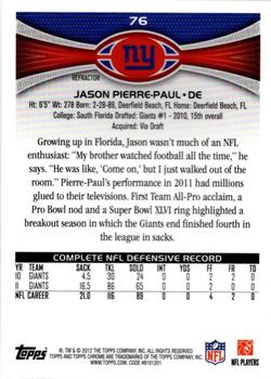 2012 Topps Chrome - Refractors #76 Jason Pierre-Paul Back