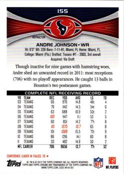 2012 Topps Chrome - Refractors #155 Andre Johnson Back