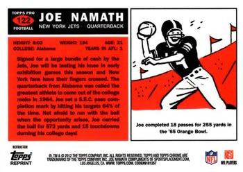 2012 Topps Chrome - Rookie Reprint Refractors #122 Joe Namath Back