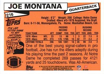 2012 Topps Chrome - Rookie Reprint Refractors Autographs #216 Joe Montana Back