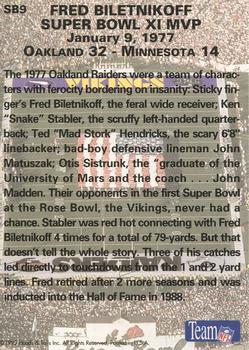 1993 Heads & Tails SB XXVII #SB9 Fred Biletnikoff Back